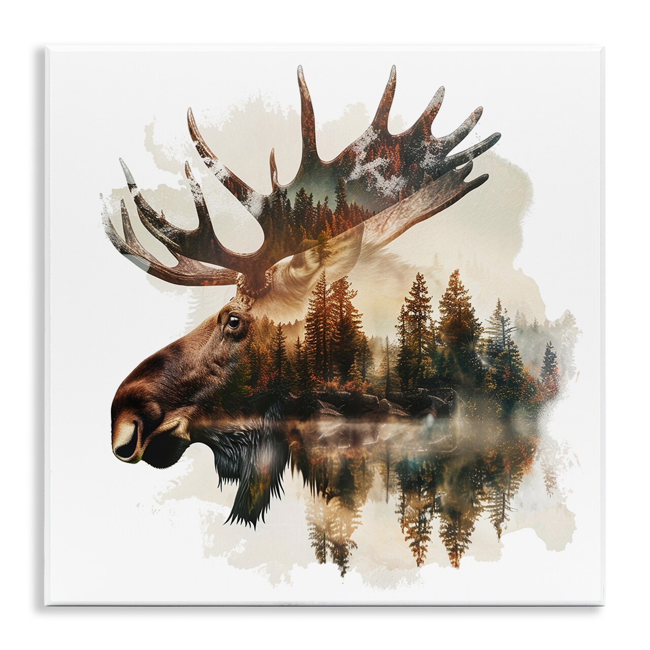 Stupell Industries Moose Antlers Silhouette Wall Plaque Art Design by LSR Design Studio
